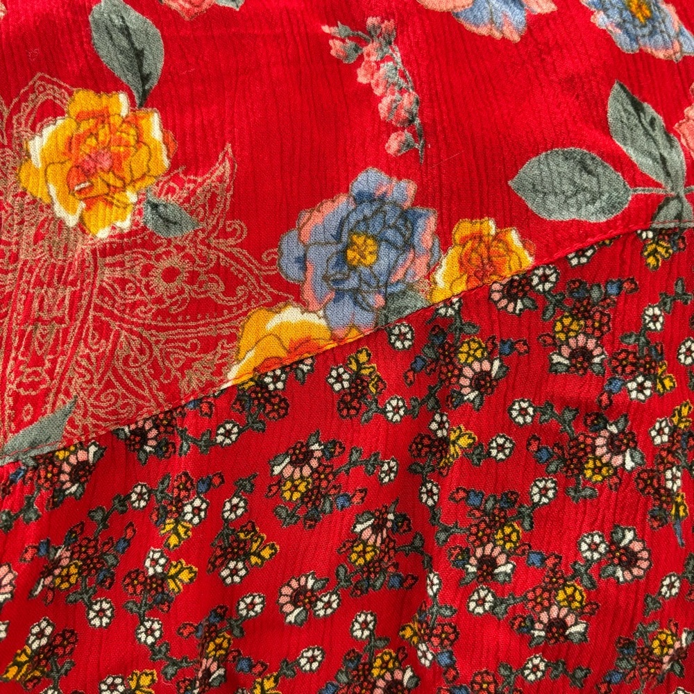 Bila Sleeveless V-Neck Rayon Mixed Floral Print Asymmetrical Dress Size XL Boho - Picture 7 of 12